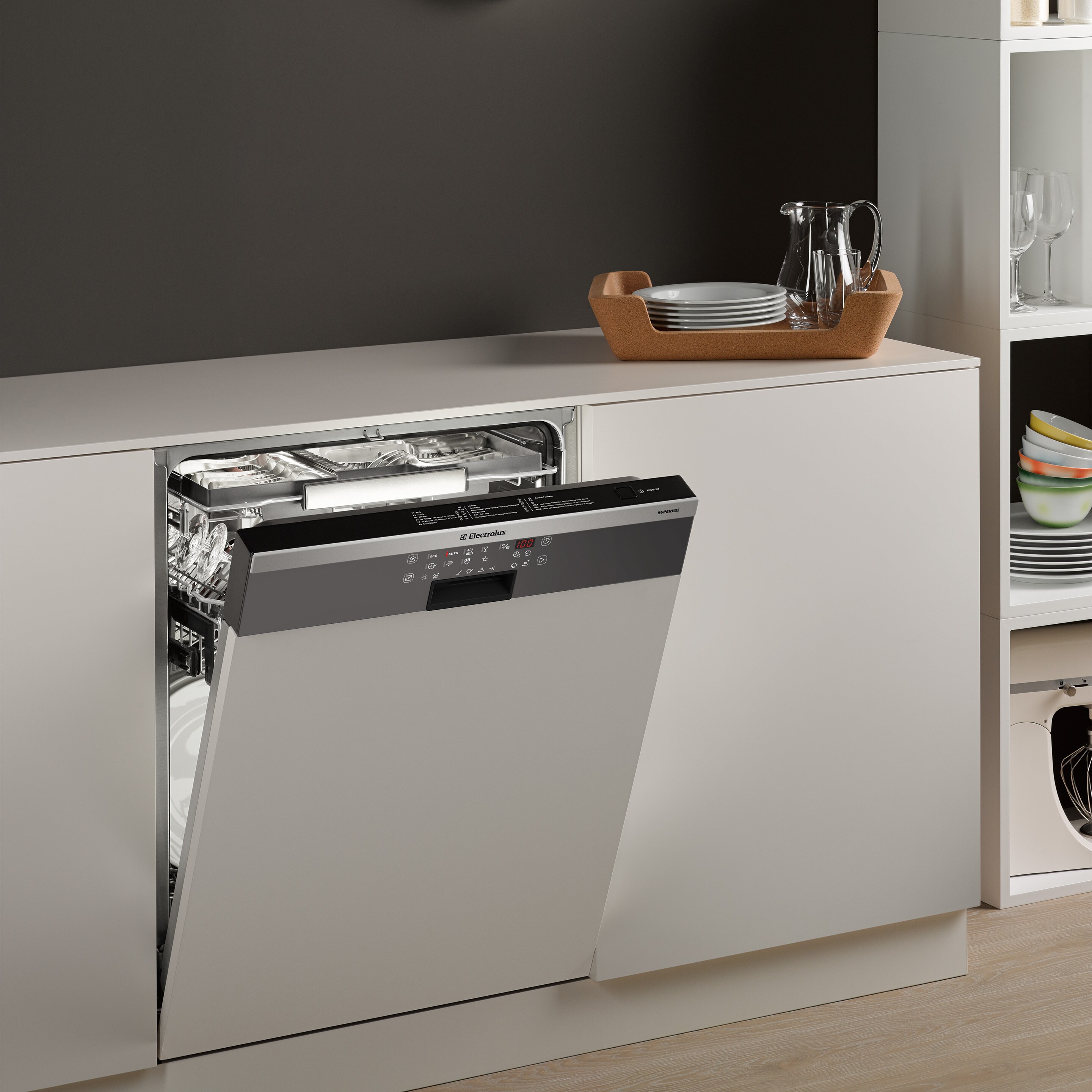 An Electrolux dishwasher in a kitchen setting