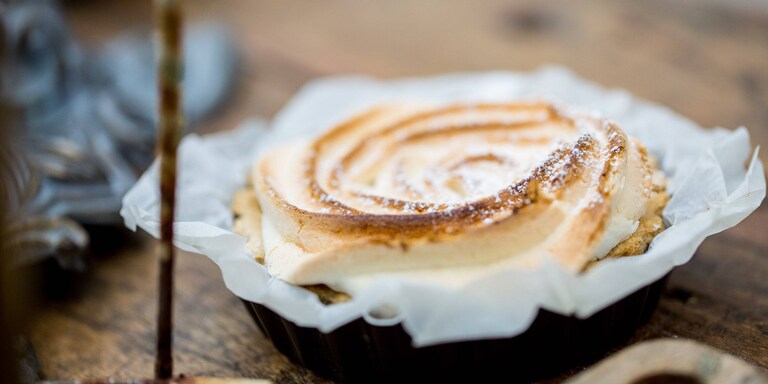 Lemon pie covered with meringue