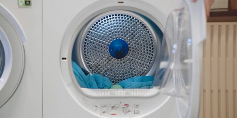 A close-up shot of a drying ball in an Electrolux tumble dryer
